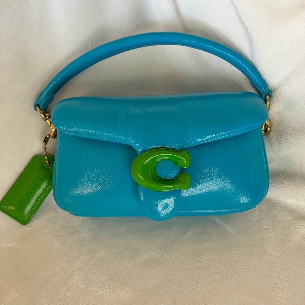 Coach Pillow Tabby 18. One of a kind! Custom dyed Turquoise Blue & Green ❤️‍🔥